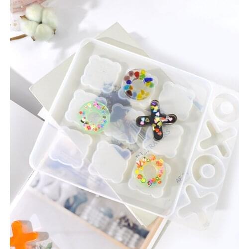 DIY XO Chess Game Classic Silikon Form Molde Resina Epoxi Tic Tac Toe Board Mould Resin Mold Silicone Parent-Child Interaction