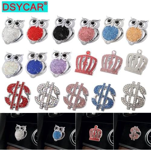 DSYCAR 1Pcs Car Engine Start Stop Button Decoration Cover Push Bling Car Crystal Rhinestone Ring Emblem Sticker Anti-Scratch
