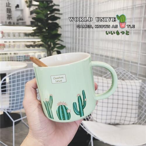 Innovative Cactus Ceramic Cup Coffee Milk Tea Cup With Handle Water Drinking Cup Office Home Drinkware Couple Gifts