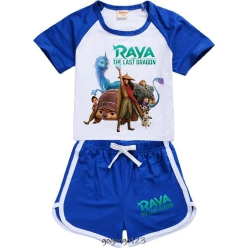 Raya and The Last Dragon Girls Boys Summer Clothing Set Kids Sports T shirt +Pants 2-piece set Baby Clothing outfits Pyjamas