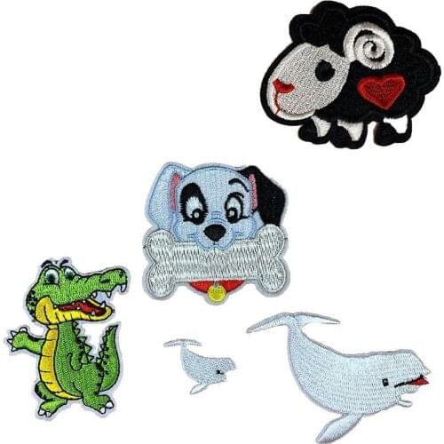 Cute cartoon sea animal whale mother child patch sheep puppy dinosaur cloth stickers DIY decoration childrens hats for T-shirts