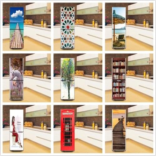 Fashion Creative 3D PVC Refrigerator Stickers Home Art Decor Wallpaper Self-adhesive Waterproof Kitchen Decoration fridge Decal