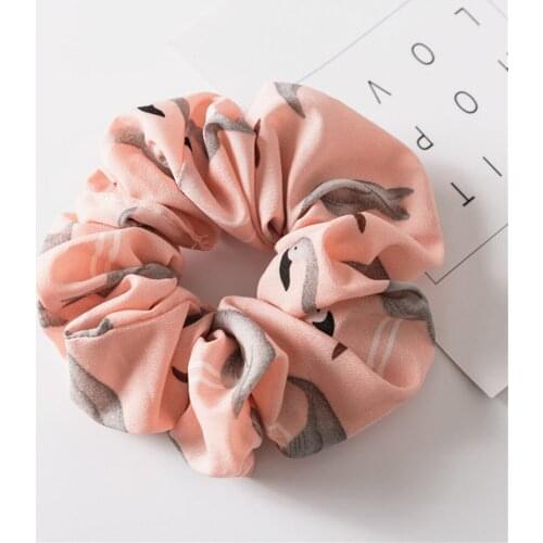 Fashion Floral Flamingo Solid Houndstooth Design Women Hair Accesorios Hair Tie Scrunchie Ponytail Hair Holder Rope