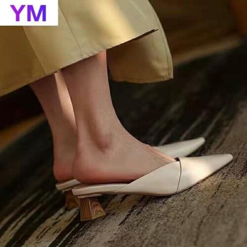 Outdoor Pu Slides Mules Female Shoes Womens Sandals Slippers Fashion Rubber Pointed Toe 2021 Jelly Heels Zapatillas Mujer Casa