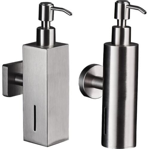Stainless Steel Brushed Nickel Finish Soap Dispenser Bathroom Shampoo Box Soap Container Wall Mounted Soap Dispenser