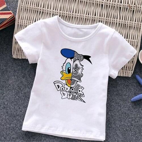 2021 New Summer Baby Boys T shirt Donald Duck Cartoon Print Kids T-Shirts Funny Disney Children Girls Tops Clothes