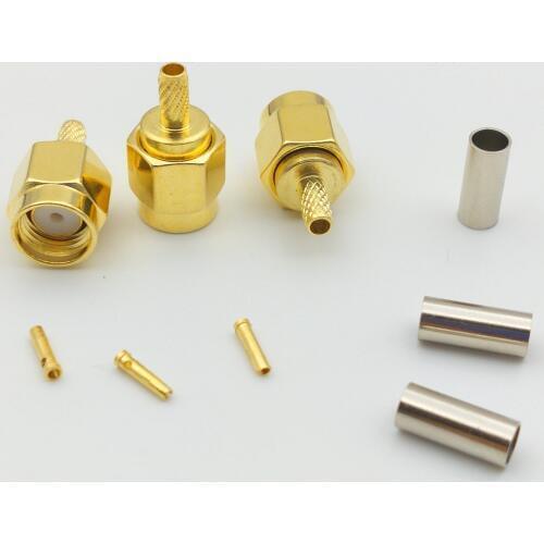 100pcs New RP SMA male plug RF coaxial conector for RG316 RG174 cable Straight