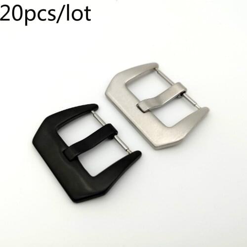 Wholesale Mix 20PCS/LOT 18mm 20mm 22mm 24mm 26mm Screw-in Buckle Watch Band Strap Brushed Clasp Replacement PAN