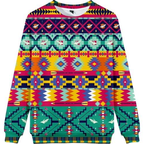 Mens retro winter pullover Aztecs casual Harajuku trend couple sweater oversized