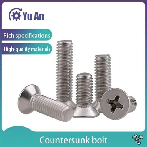 Philips Flat Head Machine Screw KM 304 Stainless Steel Cross Countersunk Head Bolt GB819 M2 M2.5 M3 M4 30Pcs