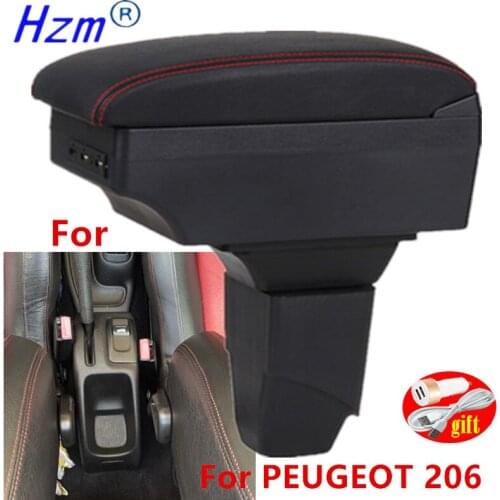 For Peugeot 206 cc Cabrio Armrest For PEUGEOT 206 Interior Parts Car Armrest Retrofit parts Storage box car accessories with USB