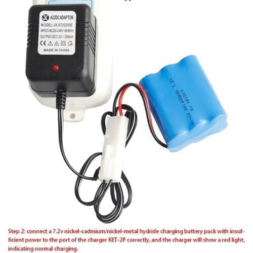Portable Smart Charger for 7.2V Ni-Cd Ni-MH Battery with KET-2P Plug for RC Toys Y3ND