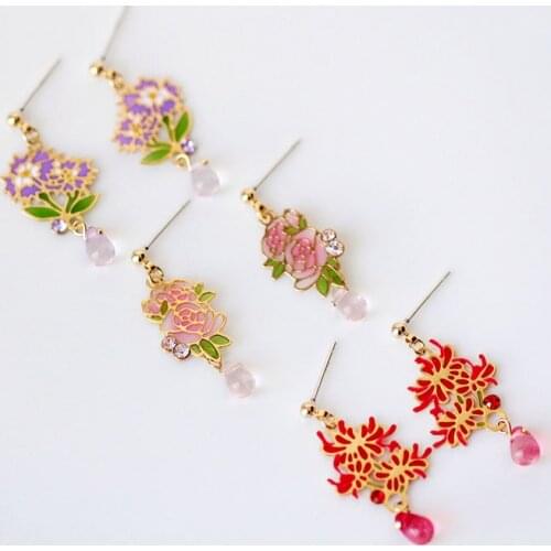 Simple Romantic Sweet Flower Drop Earring For Women Cute Elegant Plant Ear Jewelry Girl Lady Good Gift Female Party Accessories