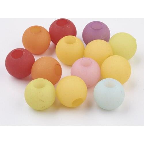 25mm Color Transparent Frosted Effect Acrylic round Beads DIY Handmade Large Hole Beaded Jewelry Accessoriesaking beads