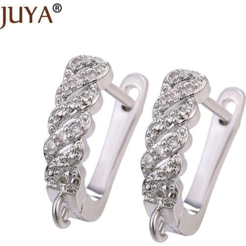 Juya Handmade Earrings Jewelry Material Classic Zircon Earring Hooks Accessories For Women DIY Dangle Earrings Jewelry Findings