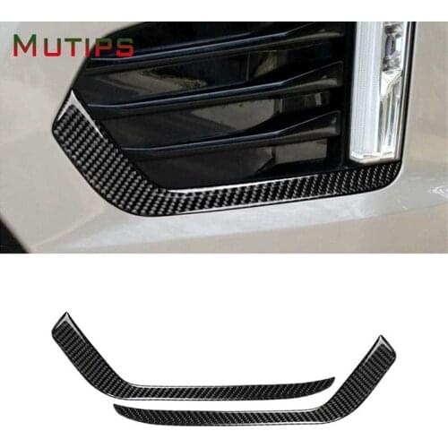 Carbon Fiber Car Sticker Front Fog Lamp Light Carbon Fiber Cover Eyebrow Strip For Cadillac XT5 2016 2017 styling accessories
