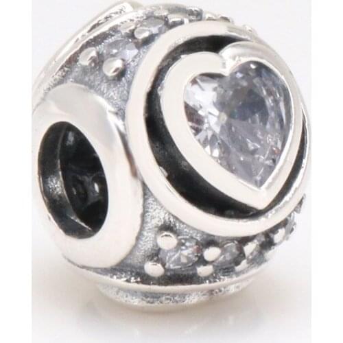 Bewill Valentines Day S925 Sterling Silver Sublime Heart Inlaid Zircon Beads Fit Original Bracelets Women Jewelry Gifts