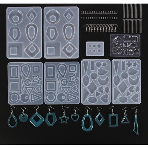 248pcs/set Silicone Acrylic Earring Necklace Pendant Mold Resin Casting Mold Jewelry Making K786