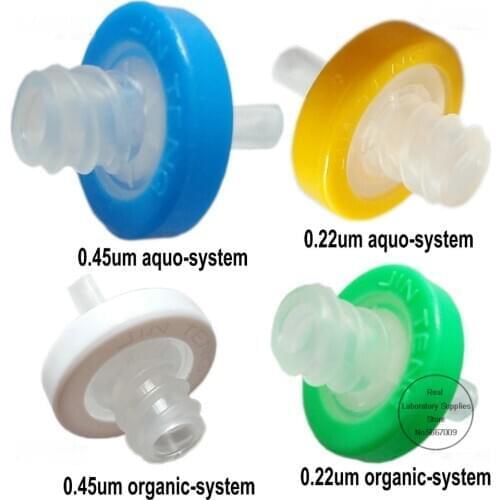 100pcs/lot Lab 13mm 25mm material Nylon / PES / PTFE Millipore Membrane Syringe filter with pore size 0.22um/0.45um/0.8um
