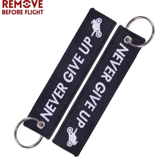 2PCS New Fashion Keychain for Motorcycles Promotional Gift Car Key Ring Embroidery Never Give Up llaveros Motorbike Key Chains