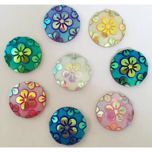 20PCS AB Resin 20mm Round Flower Flat back Rhinestone Wedding Embellishment Garment diy appliques SK05*2