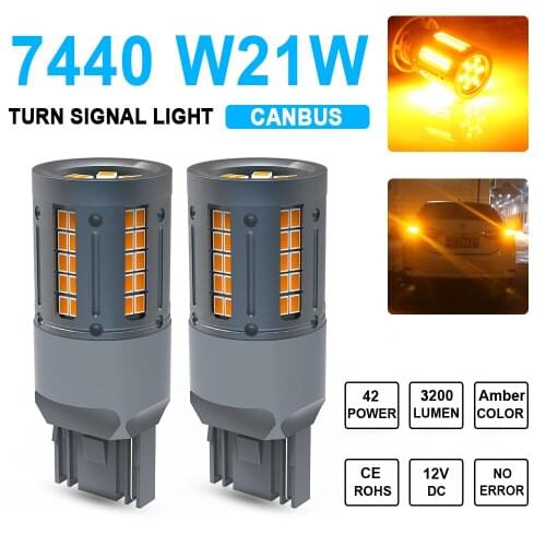 2x T20 7440 w21w wy21w 7440NA Turn signal LED bulb Canbus No Hyper Flash for VW TCROSS C11 Touareg 7L 7P Touran 1T1 1T2 1T3 5T1