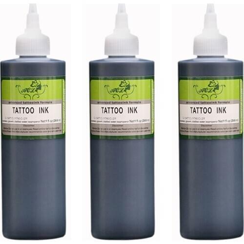 3 Bottles 8oz Black Tattoo Ink Pigment Set Kits Body Arts 250ml Black Professinal Beauty Permanent Makesup Paints Accesories