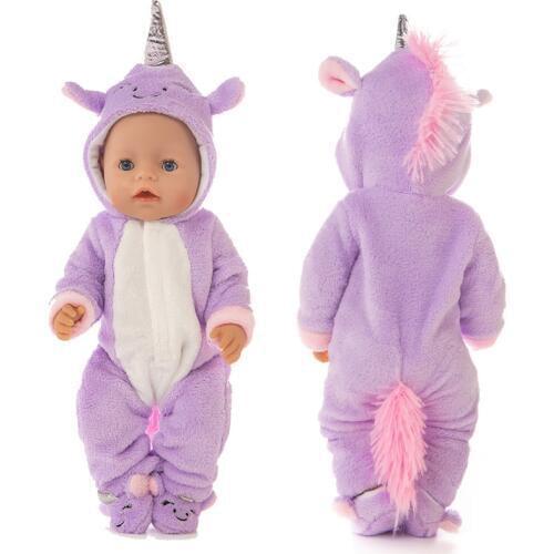 Bebe Doll Clothes 43cm 40cm Doll Cute Animal Rompers with Slippers for 18 Inch Girl Doll Jumpsuit