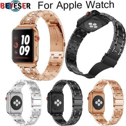 Link bracelet strap For Apple watch band 5/4/3/2/1 38mm 44 mm i watch band 42mm 40mm Women WatchBands with fashion Rhinestones