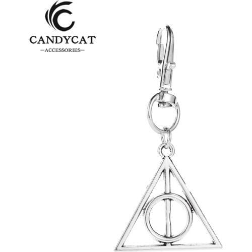 Classic Hallows Death Keychain Women Men Statement Triangle Round Key Ring Couple Key Chain Bag Pendant Gifts Creative Jewelry