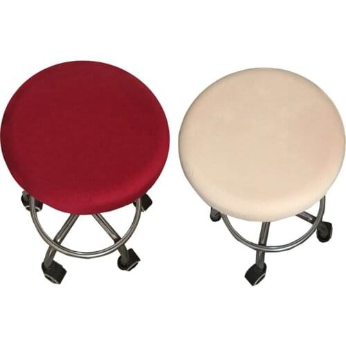 Round Chair Cover Bar Beauty Salon Stool Cover Elastic Seat Cover Solid Color Seat Cushion Sleeve Home Chair Protector Slipcover