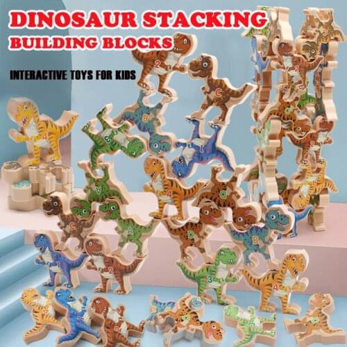 Dinosaur Montessori Creative Stacking Board Game Rainbow Jenga Set Balancing Building Blocks interactive AntistressToy for kids