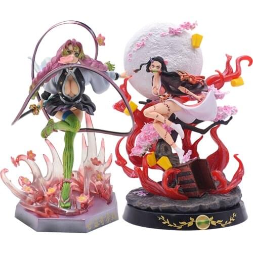 Action Figure Demon Slayer Kanroji Mitsuri Figurine Toys GK Demon Transformation Nezuko Exploding Blood Ver. Anime Figure Model
