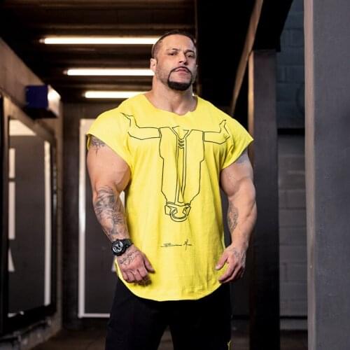 New Mens Cotton Printed t shirt Summer Gyms Fitness Bodybuilding T-Shirts Male Fashion Casual Workout Tees Tops Street Clothing