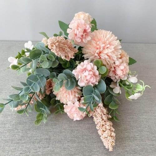 Artificial Flower Bouquet for Home Christmas Party Decoration Floral Wedding Bride Bouquet Flowers Silk Hydrangea Fake Flower