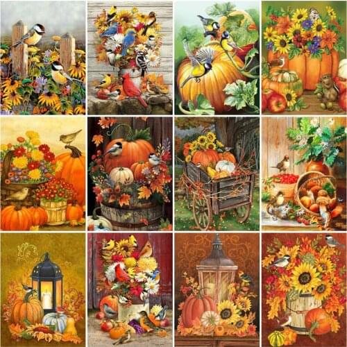 HUACAN Painting By Numbers Bird Animal Wall Art Unique Gift Hand Painted Acrylic Picture By Numbers Sunflower For Living Room