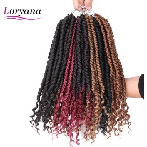 Loryana Curly Pre-looped Fluffy Bomb Twists Spring Curly Passion Synthetic Bomb Twist Crochet Hair Extensions Braiding Hair
