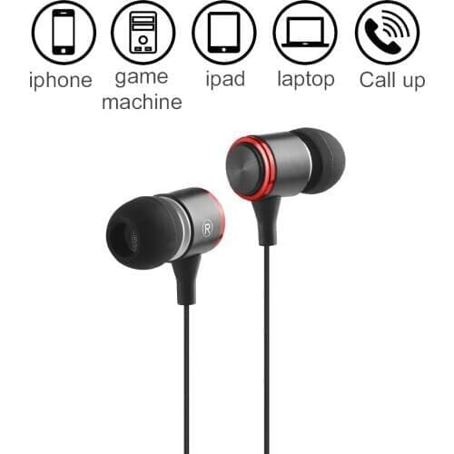 Metal In-ear Mobile Phone Headset Fully Compatible With Microphone 3.5mm Line Type HIFI Music Earbuds Earphones For Iphone Ipad