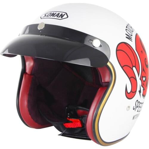 Motorcycle Helmet Classic Retro Vintage Motorbike Open Face Helmet Biker Scooter Chopper Cruiser Moto Helmet With Glasses Cascos