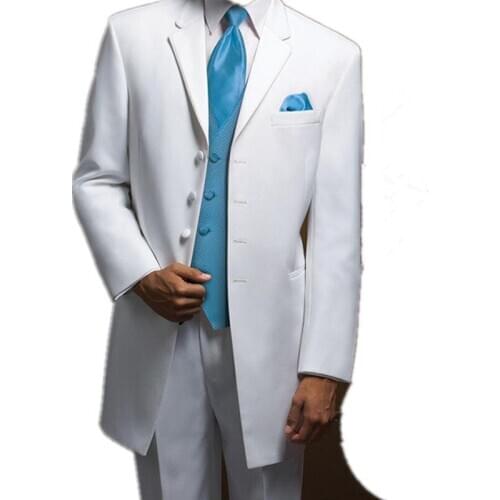 Mens suits Fashion men suits white long groom suit (Jacket+Pants+Tie+Vest) custom Men Wedding Suits Tuxedo costume homme