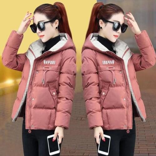 2021 New Winter Jacket Women Parkas Hooded Thick Down Cotton Padded Parka Female Jacket Short Coat Slim Warm Outwear Overcoat