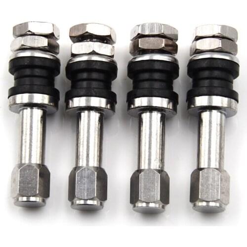 New 4 PCS Stainless Steel Metal/Chrome Tire Valve Stems High Pressure st8 TR48E Flush Mount
