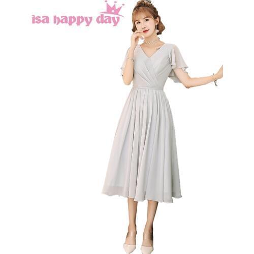 Special occasion all Gray short modest women grey bridesmaid dress bridemaids brides maid dresses 2020 with cap sleeve W4319