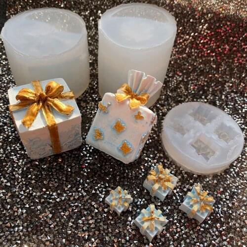 Gift Shape Candle Silicone Craft Mold Aroma Gypsum Clay Crystal Epoxy Mould For Diy Handmade Soap Making Christmas Home Decor
