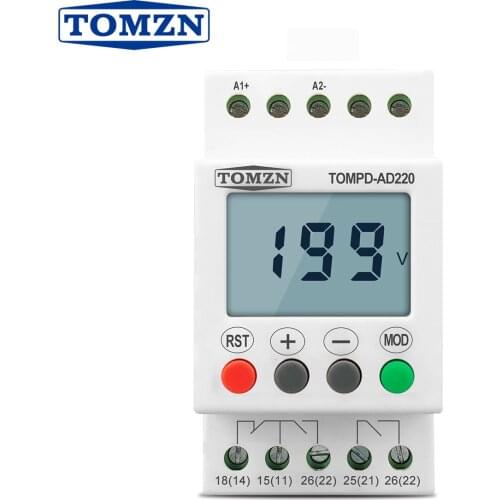AC DC 110V-240V TOMZN DIN rail over and under voltage protection monitoring relays protector