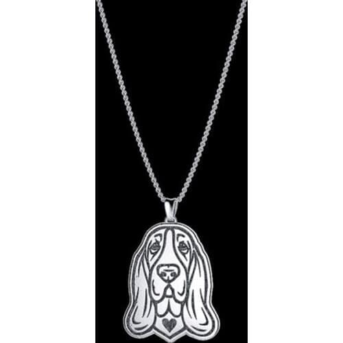 Daisies 10pcs Vintage Basset Hound Pendant Necklace Chain Bijoux Boho Dog Choker Statement Neckalces For Women Men Jewelry