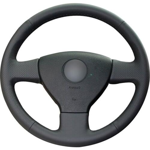 Hand-stitched Black PU Faux Leather Car Steering Wheel Cover for Volkswagen VW Golf 5 (V) Golf Plus Polo Jetta Tiguan Touran