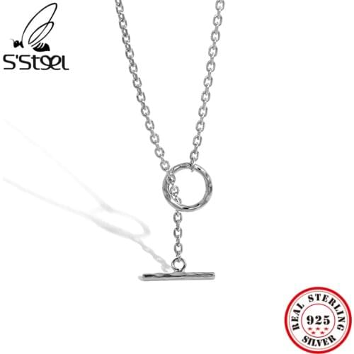 SSTEEL 925 Sterling Silver Necklace And Pendants For Women Trendy Personalized Luxury Niche Design Chain Texture Fine Jewelry