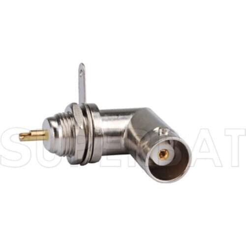 Superbat 10pcs BNC Connector Panel Mount Jack Female Bulkhead Right Angle with Solder Cup