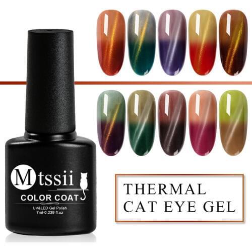 Mtssii Color Changing Thermal Cat Eye Nail Gel Magnet Nail Gel Polish 3D Cat Eye Effect Soak off Chameleon Magnetic Gel Varnish